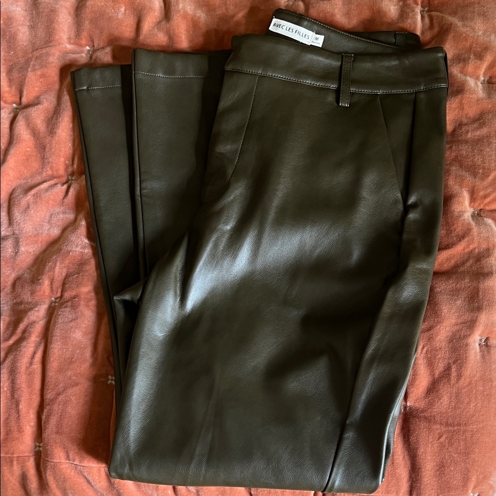 Anthropologie Avec Les Filles, Olive Green Faux Leather Pants